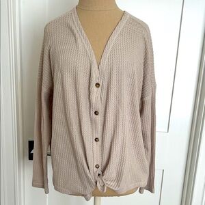 American Eagle Waffle Knit Button-Up Sweater (L)